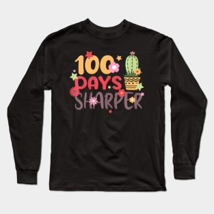 Retro Groovy 100th Day of School Teacher 100 Days Long Sleeve T-Shirt